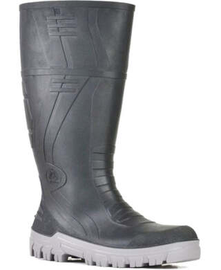 WORKWEAR, SAFETY & CORPORATE CLOTHING SPECIALISTS - Jobmaster 3 Gumboots - Black / Grey PVC 400mm Safety Gumboot