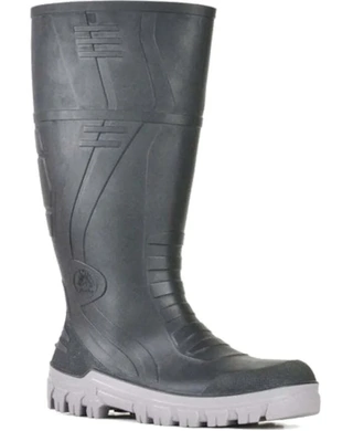 WORKWEAR, SAFETY & CORPORATE CLOTHING SPECIALISTS - Jobmaster 3 Gumboots - Black / Grey Pvc 400Mm Safety Gumboot