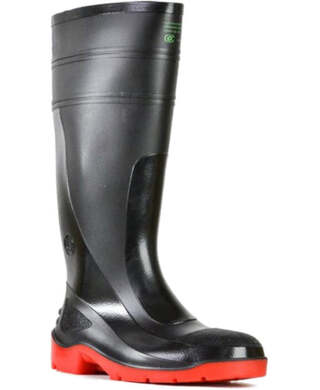 WORKWEAR, SAFETY & CORPORATE CLOTHING SPECIALISTS - Utility Gumboots - Utility 400 - Black / Red PVC 400mm Safety Toe Gumboot