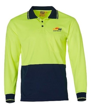 WORKWEAR, SAFETY & CORPORATE CLOTHING SPECIALISTS - Hi-Vis Cooldry Safety Polo L/S (Inc Front Embroidery and Back Print)