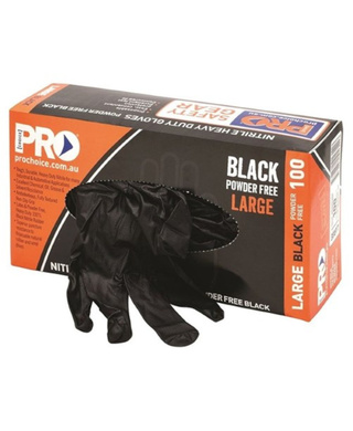 WORKWEAR, SAFETY & CORPORATE CLOTHING SPECIALISTS - Disposable Nitrile Powder Free, Heavy Duty, Black Gloves