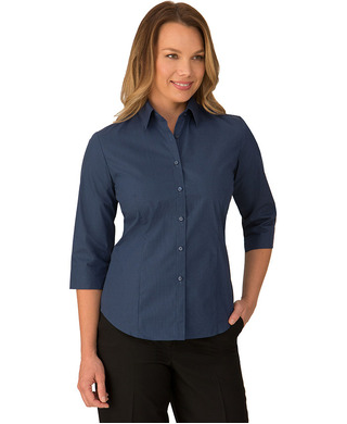 WORKWEAR, SAFETY & CORPORATE CLOTHING SPECIALISTS - Micro Check Blouse 3/4 Sleeve Shirt - Ladies (Inc Logo)