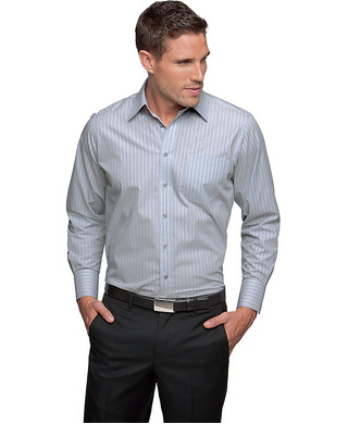 WORKWEAR, SAFETY & CORPORATE CLOTHING SPECIALISTS - Shadow Stripe Long Sleeve Shirt - Mens (Inc Logo)