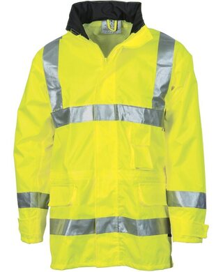 WORKWEAR, SAFETY & CORPORATE CLOTHING SPECIALISTS - HiVis D/N Breath abl e Rain Jacket with 3M R/Tape