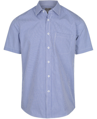 WORKWEAR, SAFETY & CORPORATE CLOTHING SPECIALISTS - WESTGARTH - MEN'S GINGHAM SHORT SLEEVE SHIRT (Includes LHC Emb - Nicholson Construction Logo)