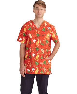 WORKWEAR, SAFETY & CORPORATE CLOTHING SPECIALISTS - Mens S/S Xmas Scrub Top