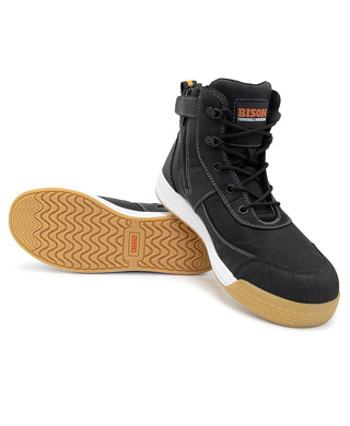 WORKWEAR, SAFETY & CORPORATE CLOTHING SPECIALISTS - DUNE ZIP SIDE LACE UP HIGH TOP SAFETY SHOE - BLACK
