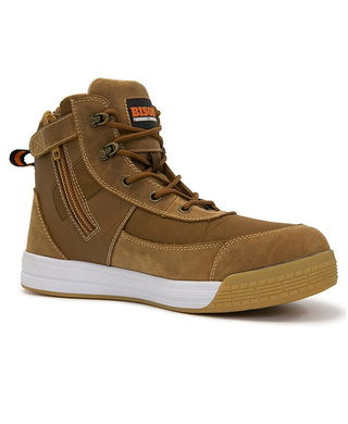 WORKWEAR, SAFETY & CORPORATE CLOTHING SPECIALISTS - DUNE ZIP SIDE LACE UP HIGH TOP SAFETY SHOE - BROWN