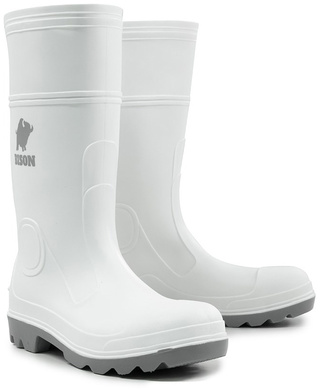 WORKWEAR, SAFETY & CORPORATE CLOTHING SPECIALISTS - MOHAWK PVC NITRILE GUMBOOT WHITE WITH GREY SOLE