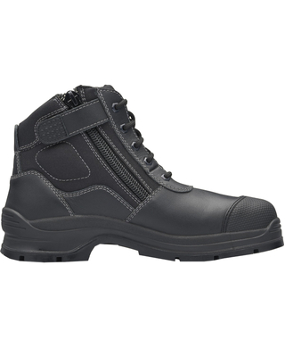 WORKWEAR, SAFETY & CORPORATE CLOTHING SPECIALISTS - Black leather zip side ankle safety hiker.