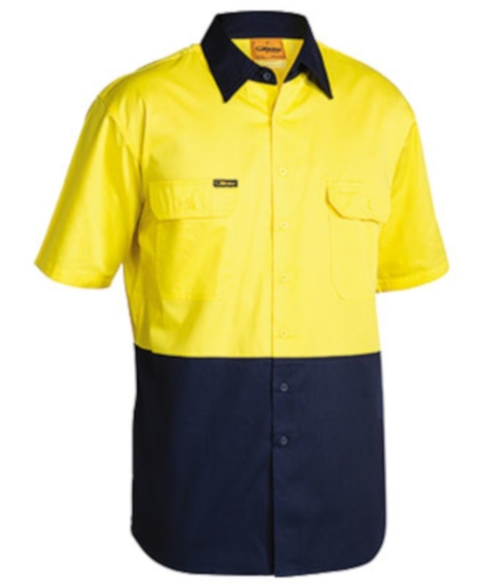 WORKWEAR, SAFETY & CORPORATE CLOTHING SPECIALISTS - COOL LIGHTWEIGHT HI VIS DRILL SHIRT - SHORT SLEEVE