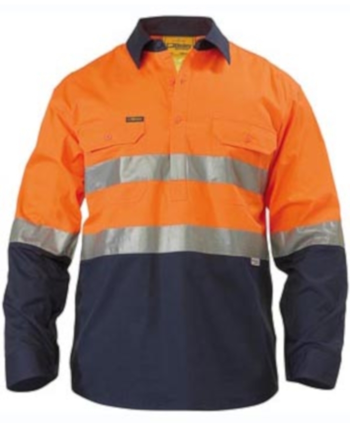 WORKWEAR, SAFETY & CORPORATE CLOTHING SPECIALISTS - 3M TAPED CLOSED FRONT COOL LIGHTWEIGHT HI VIS SHIRT - LONG SLEEVE
