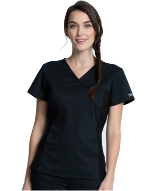 WORKWEAR, SAFETY & CORPORATE CLOTHING SPECIALISTS Revolution - Ladies V-Neck Knit Panel Top