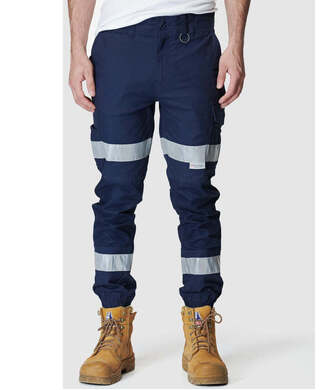 WORKWEAR, SAFETY & CORPORATE CLOTHING SPECIALISTS - MENS REFLECTIVE CUFFED PANT -Navy-38