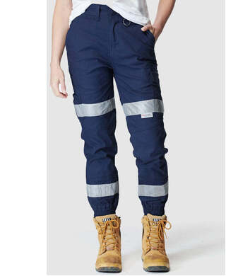 WORKWEAR, SAFETY & CORPORATE CLOTHING SPECIALISTS - WOMENS REFLECTIVE CUFFED PANT-Navy-18