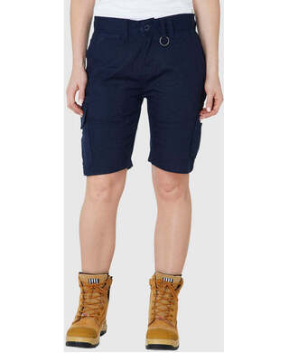 WORKWEAR, SAFETY & CORPORATE CLOTHING SPECIALISTS - Elwood Ladies Utility Shorts - Logo-Navy-14