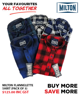 WORKWEAR, SAFETY & CORPORATE CLOTHING SPECIALISTS - Milton Half Button Flannelette Shirt Bundle (Pack of 5)