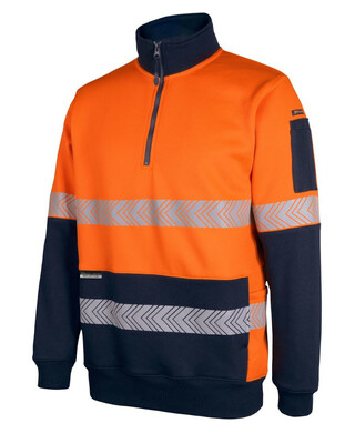 WORKWEAR, SAFETY & CORPORATE CLOTHING SPECIALISTS - JB's HV 330G 1/2 ZIP SEGMENTED TAPE FLEECE