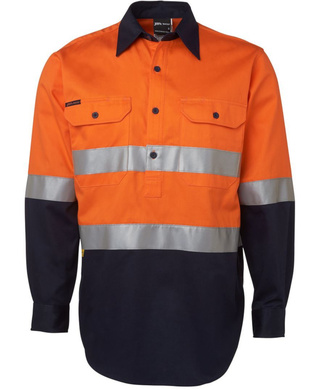 WORKWEAR, SAFETY & CORPORATE CLOTHING SPECIALISTS - JB's HI VIS (D+N) CLOSE FRONT L/S SHIRT 190G