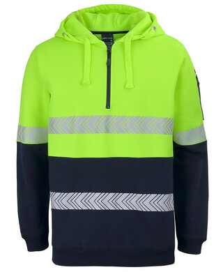 WORKWEAR, SAFETY & CORPORATE CLOTHING SPECIALISTS - JB's HV (D+N) 1/2 ZIP SEGMENTED TAPE HOODIE