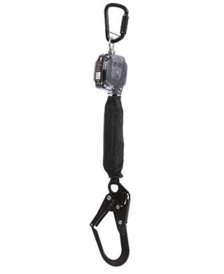 WORKWEAR, SAFETY & CORPORATE CLOTHING SPECIALISTS - TETHA BLOQ 2M SELF RETRACTING LIFELINE C/W 1 X TRIPLE ACTION KARABINER AND 1 X DOUBLE ACTION SCAFF HOOK