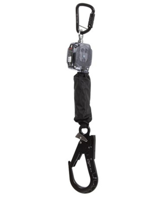 WORKWEAR, SAFETY & CORPORATE CLOTHING SPECIALISTS - TETHA BLOQ 2M SELF RETRACTING LIFELINE C/W 1 X TRIPLE ACTION KARABINER AND 1 X TRIPLE ACTION ALUMINIUM SCAFF HOOK