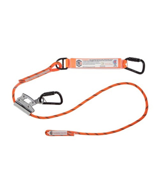 WORKWEAR, SAFETY & CORPORATE CLOTHING SPECIALISTS - 2M SHOCK ABSORB ADJ. ROPE LAN 1 x TRIPLE ACTION KARABINER, 1 x ROPE GRAB TO TRI ACT KARA