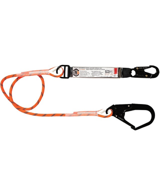 WORKWEAR, SAFETY & CORPORATE CLOTHING SPECIALISTS - Single Leg Kernmantle 2M Shock Absorb Rope Lanyard with Hardware SN & SD