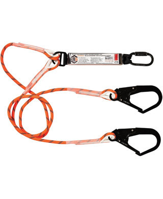 WORKWEAR, SAFETY & CORPORATE CLOTHING SPECIALISTS - Double Leg Kernmantle 2M Shock Absorb Rope Lanyard with Hardware KD & SD X2