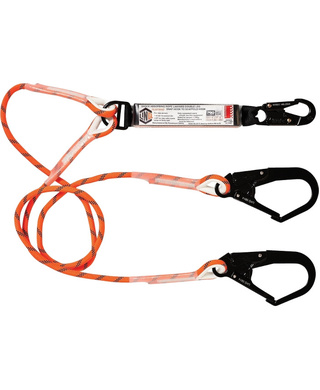 WORKWEAR, SAFETY & CORPORATE CLOTHING SPECIALISTS - Double Leg Kernmantle 2M Shock Absorb Rope Lanyard with Hardware SN & SD X2