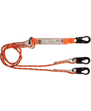 WORKWEAR, SAFETY & CORPORATE CLOTHING SPECIALISTS - Double Leg Kernmantle 2M Shock Absorb Rope Lanyard with Hardware SN X3