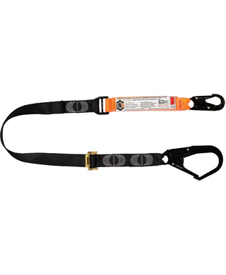 WORKWEAR, SAFETY & CORPORATE CLOTHING SPECIALISTS - Elite Single Leg Shock Absorbing 2M Adjustable Lanyard with Hardware SN & SD