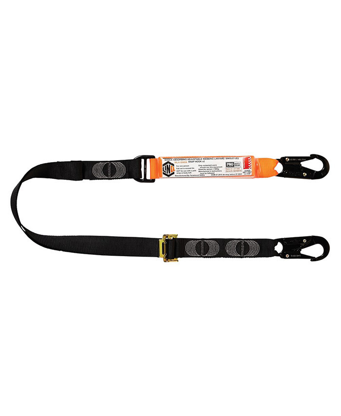 WORKWEAR, SAFETY & CORPORATE CLOTHING SPECIALISTS - Elite Single Leg Shock Absorbing 2M Adjustable Lanyard with Hardware SN X2