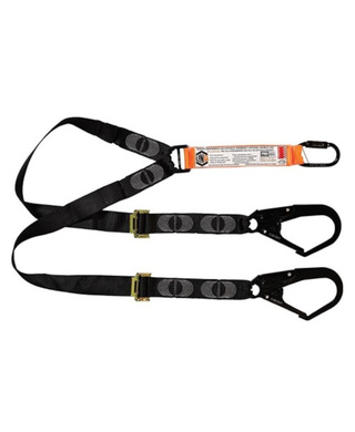 WORKWEAR, SAFETY & CORPORATE CLOTHING SPECIALISTS - Elite Double Leg Shock Absorbing 2M Adjustable Lanyard  with Hardware KD & SD X2