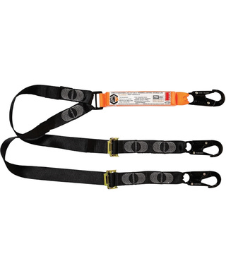 WORKWEAR, SAFETY & CORPORATE CLOTHING SPECIALISTS - Elite Double Leg Shock Absorbing 2M Adjustable Lanyard  with Hardware SN X3