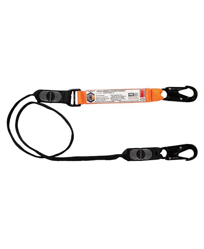 WORKWEAR, SAFETY & CORPORATE CLOTHING SPECIALISTS - Elite Single Leg Shock Absorbing Webbing Lanyard with Hardware SN X2
