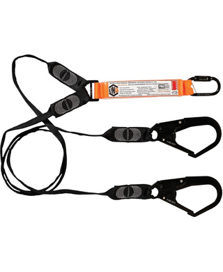 WORKWEAR, SAFETY & CORPORATE CLOTHING SPECIALISTS - Elite Double Leg Shock Absorbing Webbing Lanyard with Hardware KD & SD X2