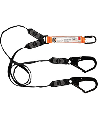 WORKWEAR, SAFETY & CORPORATE CLOTHING SPECIALISTS - Elite Double Leg Shock Absorbing Webbing Lanyard with Hardware KS & SD X2