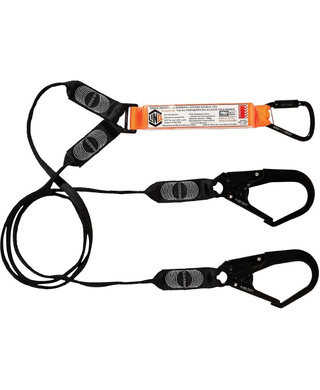 WORKWEAR, SAFETY & CORPORATE CLOTHING SPECIALISTS - Elite Double Leg Shock Absorbing Webbing Lanyard with Hardware KT & SD X3