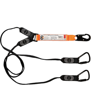 WORKWEAR, SAFETY & CORPORATE CLOTHING SPECIALISTS - Elite Double Leg Shock Absorbing Webbing Lanyard with Hardware SN & KT X2