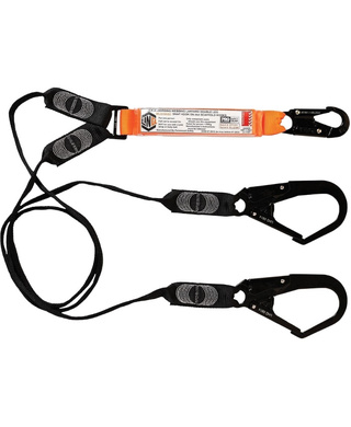 WORKWEAR, SAFETY & CORPORATE CLOTHING SPECIALISTS - Elite Double Leg Shock Absorbing Webbing Lanyard with Hardware SN & SD X2