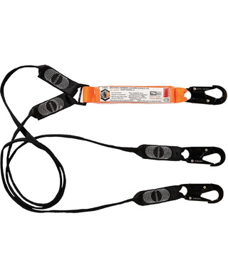 WORKWEAR, SAFETY & CORPORATE CLOTHING SPECIALISTS - Elite Double Leg Shock Absorbing Webbing Lanyard with Hardware SN X3