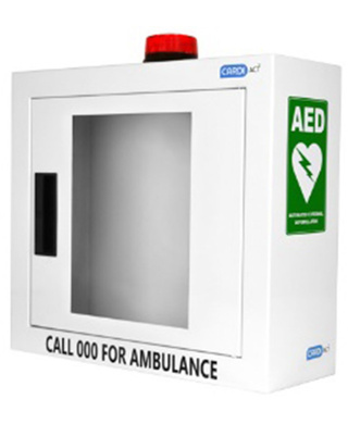 WORKWEAR, SAFETY & CORPORATE CLOTHING SPECIALISTS - DISCONTINUED - DEFIB ALARMED CABINET - SUITS MOST AED’s