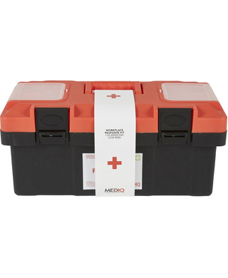 WORKWEAR, SAFETY & CORPORATE CLOTHING SPECIALISTS - ESSENTIAL WORKPLACE RESPONSE FIRST AID KIT IN PLASTIC TACKLE BOX