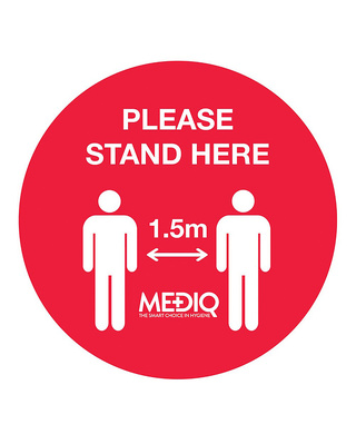 WORKWEAR, SAFETY & CORPORATE CLOTHING SPECIALISTS - DISCONTINUED - Floor Decal Please Stand Here 1.5m Red - Pack of 10