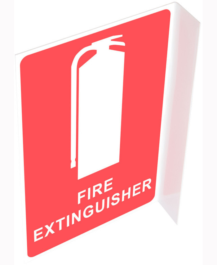 WORKWEAR, SAFETY & CORPORATE CLOTHING SPECIALISTS - Fire Extinguisher Location sign -right angle