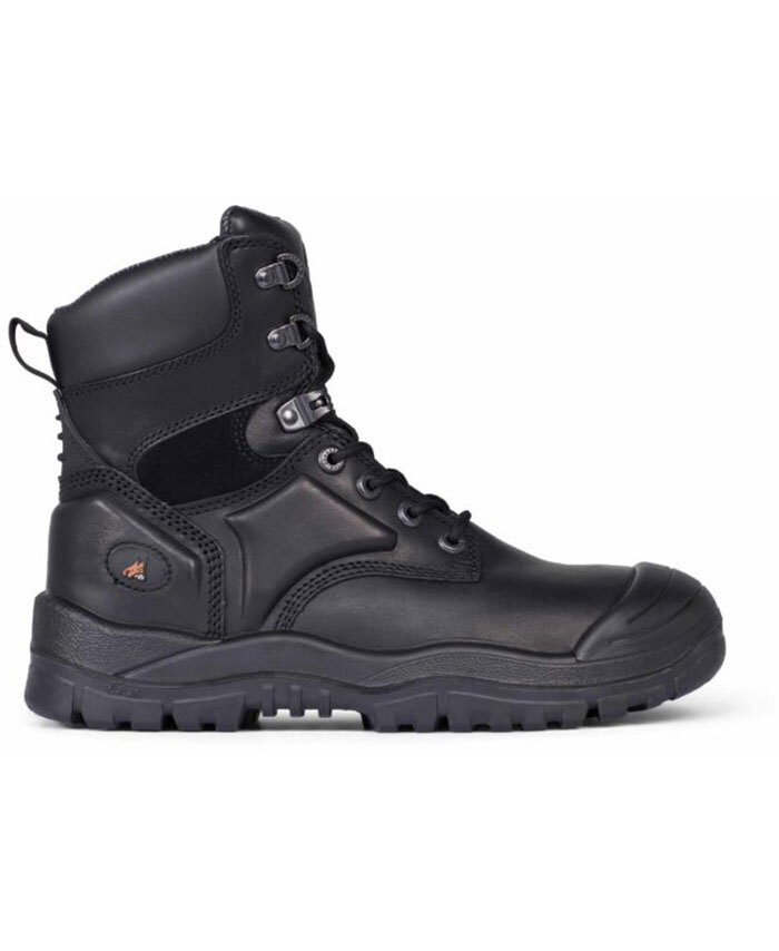WORKWEAR, SAFETY & CORPORATE CLOTHING SPECIALISTS - Black High Leg Lace Up Boot /w Scuff Cap