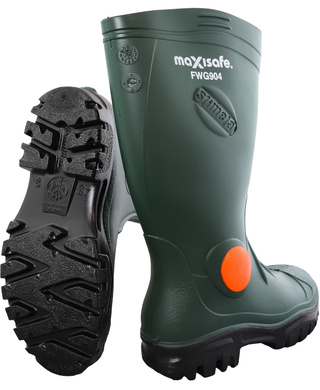 WORKWEAR, SAFETY & CORPORATE CLOTHING SPECIALISTS - FOREMAN Green Gumboot w/ Safety Toe - size 4