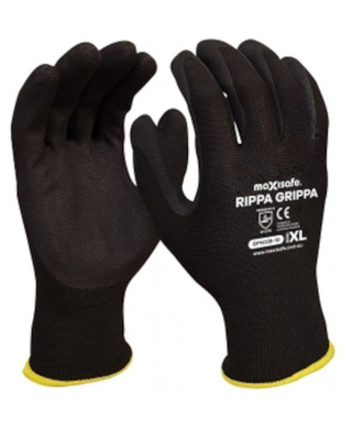 WORKWEAR, SAFETY & CORPORATE CLOTHING SPECIALISTS - 'RippaGrippa' Black Nitrile on polyester glove