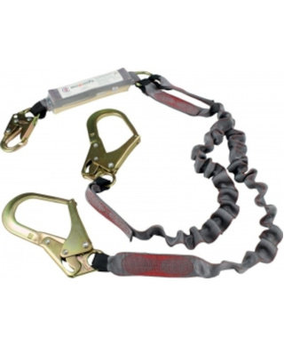 WORKWEAR, SAFETY & CORPORATE CLOTHING SPECIALISTS - Maxisafe Double Elasticated Lanyard w/ Snaphook & Scaffold hook, 140kg rating - 2m